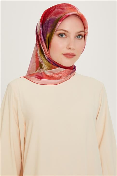Armine Soyut Desenli Twill Saf İpek Eşarp 9240D 02