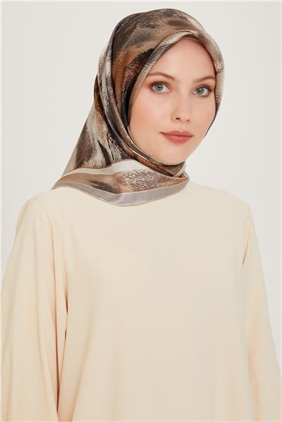 Armine Soyut Desenli Twill Saf İpek Eşarp 9240D 83
