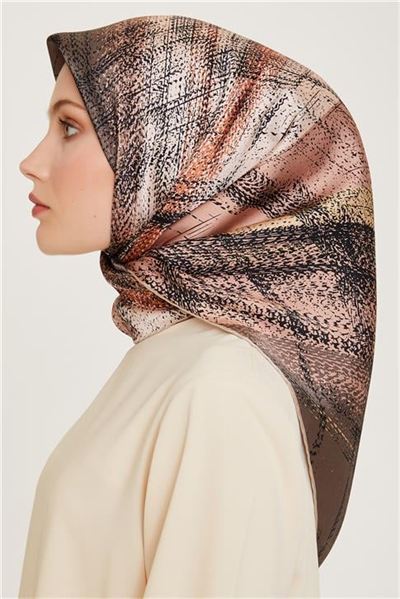 Armine Soyut Desenli Twill Saf İpek Eşarp 9236D 37
