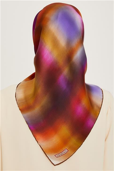 Armine Soyut Desenli Twill Saf İpek Eşarp 9229D 02