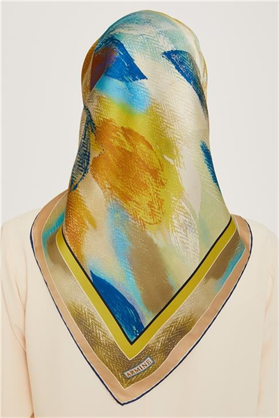 Armine Soyut Desenli Twill Saf İpek Eşarp 9240D 33