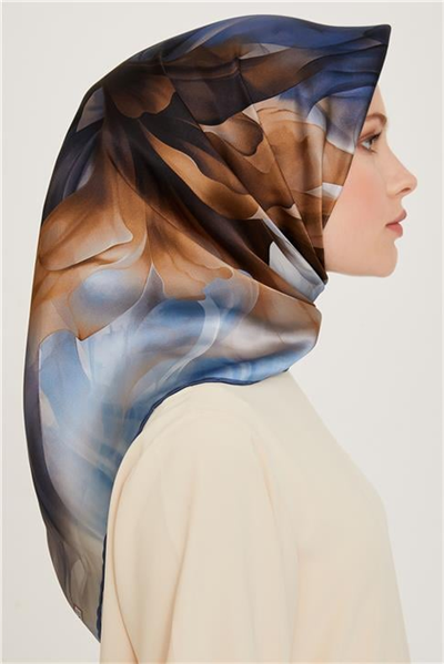 Armine Soyut Desenli Twill Saf İpek Eşarp 9244D 06