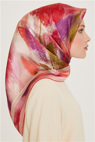 Armine Soyut Desenli Twill Saf İpek Eşarp 9240D 01