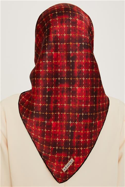 Armine Soyut Desenli Twill Saf İpek Eşarp 9259D 01 80