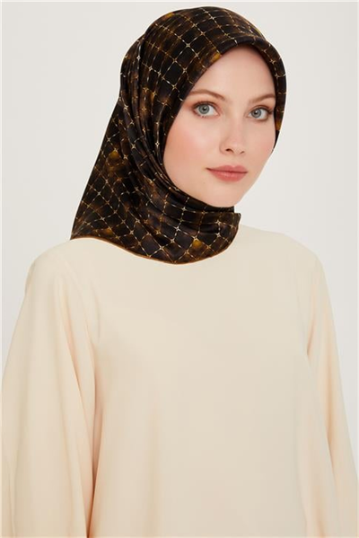 Armine Soyut Desenli Twill Saf İpek Eşarp 9259D 01 31