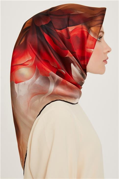 Armine Soyut Desenli Twill Saf İpek Eşarp 9244D 05