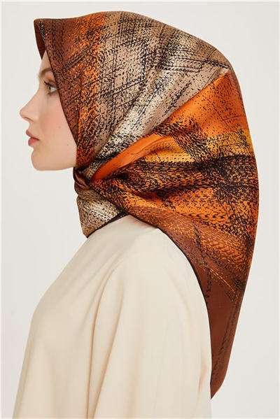 Armine Soyut Desenli Twill Saf İpek Eşarp 9236D 31