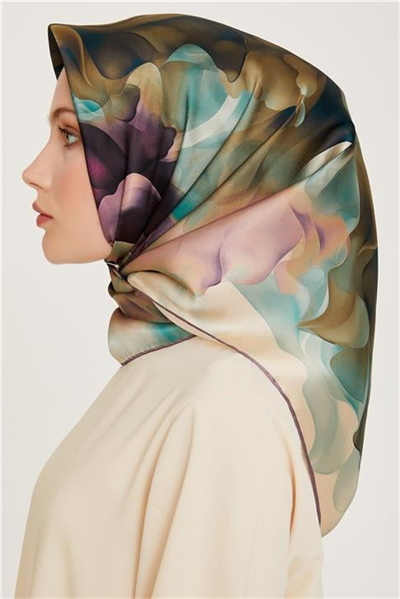 Armine Soyut Desenli Twill Saf İpek Eşarp 9244D 02