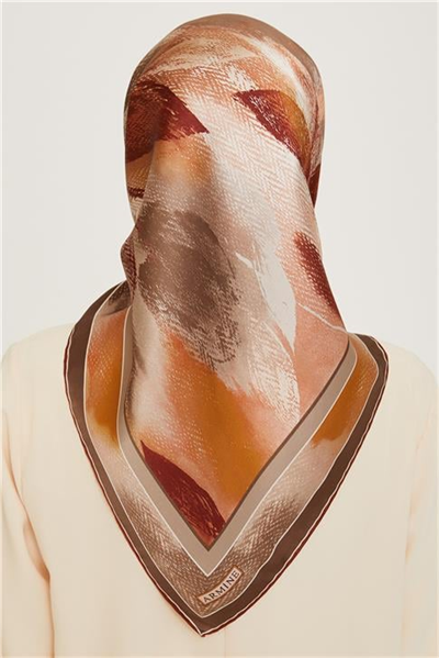 Armine Soyut Desenli Twill Saf İpek Eşarp 9240D 02