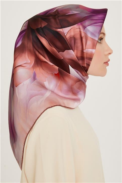 Armine Soyut Desenli Twill Saf İpek Eşarp 9244D 15