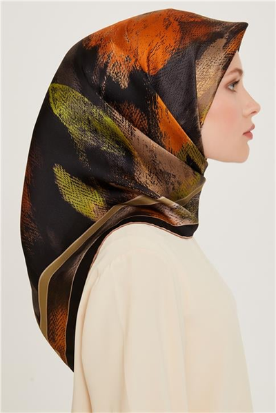 Armine Soyut Desenli Twill Saf İpek Eşarp 9240D 39