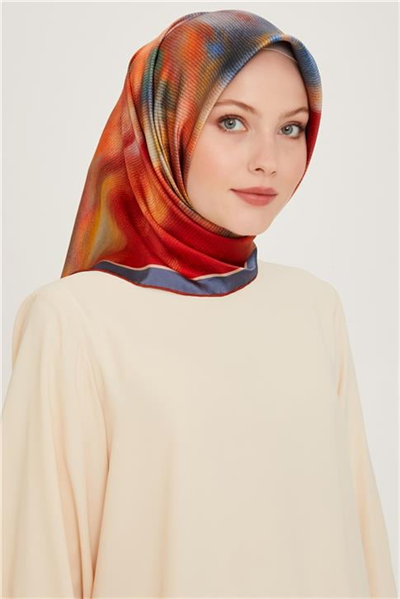 Armine Soyut Desenli Twill Saf İpek Eşarp 9233D 80
