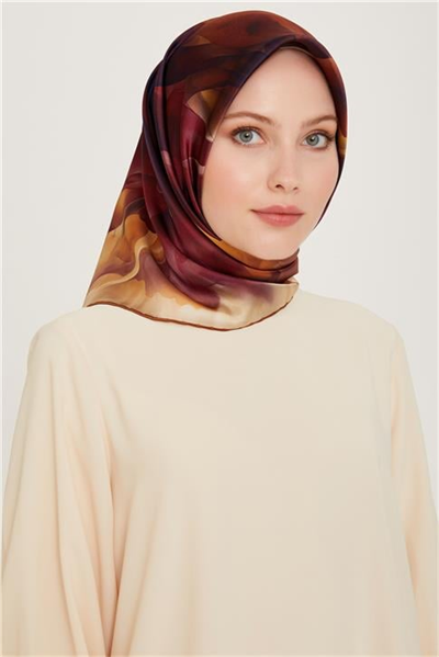 Armine Soyut Desenli Twill Saf İpek Eşarp 9244D 01