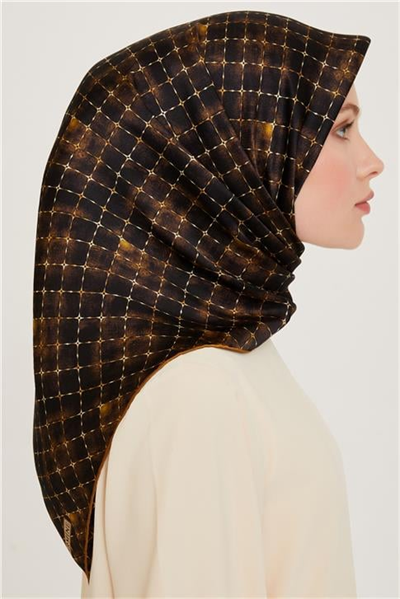 Armine Soyut Desenli Twill Saf İpek Eşarp 9259D 01 31