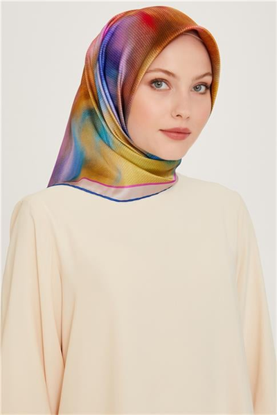 Armine Soyut Desenli Twill Saf İpek Eşarp 9233D 06