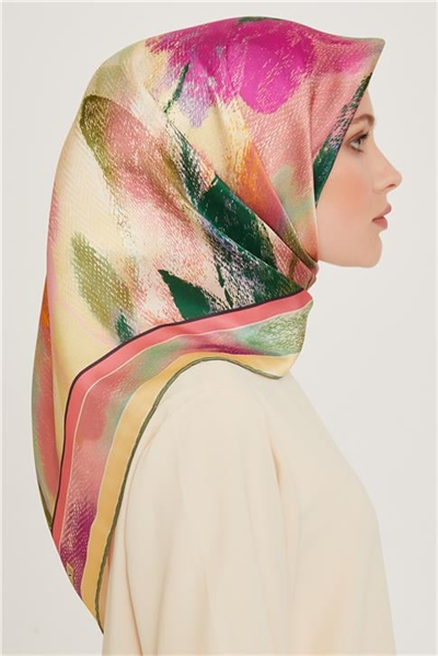 Armine Soyut Desenli Twill Saf İpek Eşarp 9240D 32