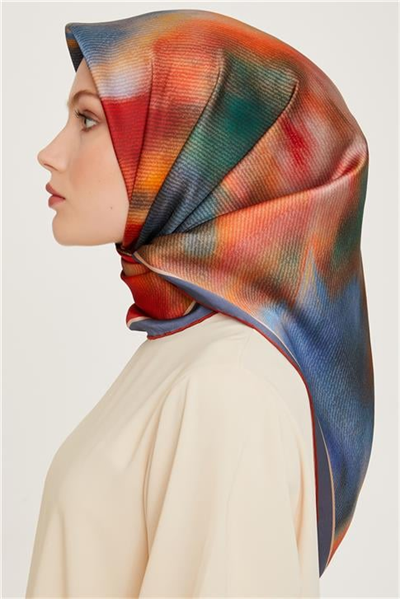 Armine Soyut Desenli Twill Saf İpek Eşarp 9233D 80