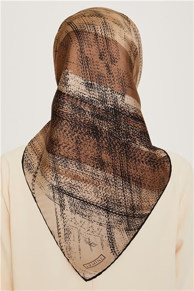 Armine Soyut Desenli Twill Saf İpek Eşarp 9236D 08