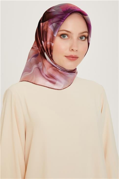 Armine Soyut Desenli Twill Saf İpek Eşarp 9244D 15