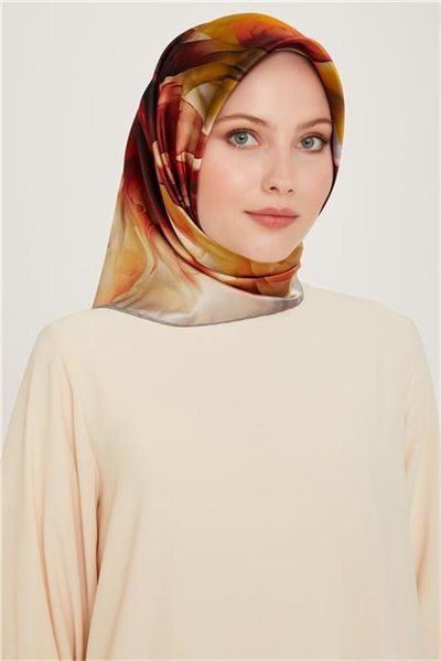 Armine Soyut Desenli Twill Saf İpek Eşarp 9244D 35