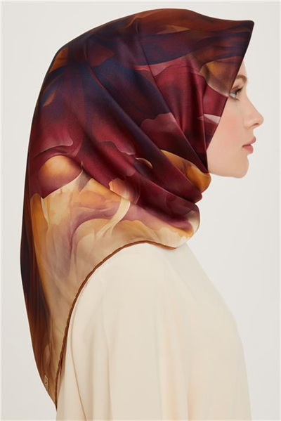 Armine Soyut Desenli Twill Saf İpek Eşarp 9244D 01
