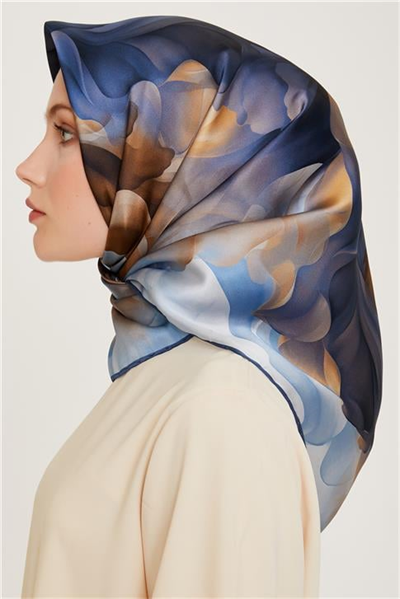 Armine Soyut Desenli Twill Saf İpek Eşarp 9244D 06