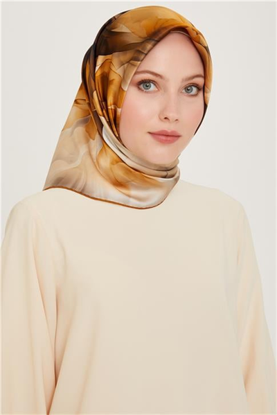 Armine Soyut Desenli Twill Saf İpek Eşarp 9244D 07
