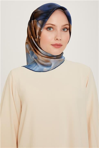 Armine Soyut Desenli Twill Saf İpek Eşarp 9244D 06