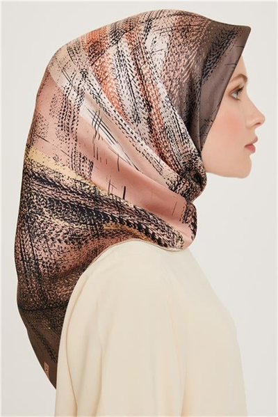 Armine Soyut Desenli Twill Saf İpek Eşarp 9236D 37