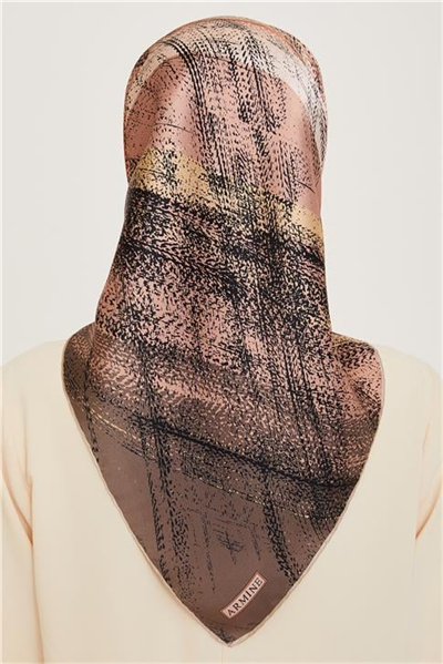 Armine Soyut Desenli Twill Saf İpek Eşarp 9236D 37