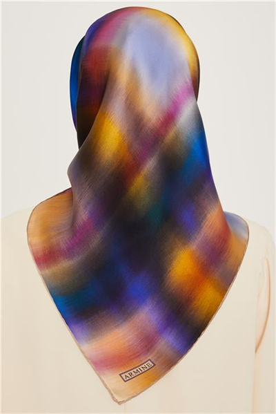 Armine Soyut Desenli Twill Saf İpek Eşarp 9229D 33