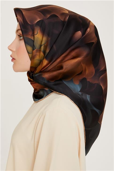 Armine Soyut Desenli Twill Saf İpek Eşarp 9244D 34