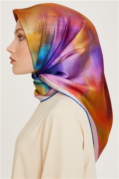 Armine Soyut Desenli Twill Saf İpek Eşarp 9233D 06