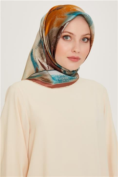 Armine Soyut Desenli Twill Saf İpek Eşarp 9240D 34