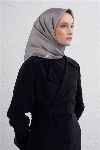 Armine Su Yolu Desenli Saf İpek Twill Eşarp 9444D 33