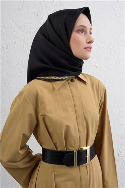 Armine Su Yolu Desenli Saf İpek Twill Eşarp 9444D 09