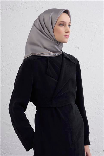Armine Su Yolu Desenli Saf İpek Twill Eşarp 9444D 33