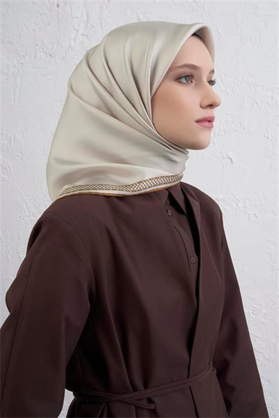 Armine Su Yolu Desenli Saf İpek Twill Eşarp 9444D 02