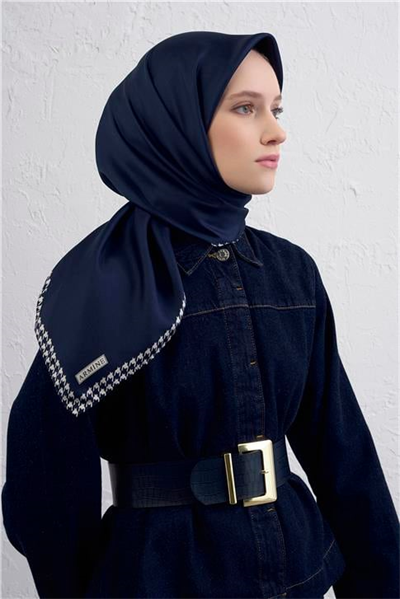 Armine Su Yolu Desenli Saf İpek Twill Eşarp 9443D 06