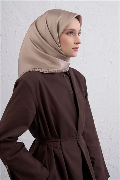 Armine Su Yolu Desenli Saf İpek Twill Eşarp 9443D 09