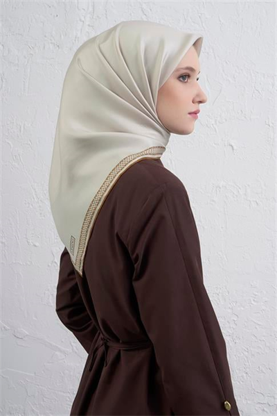 Armine Su Yolu Desenli Saf İpek Twill Eşarp 9444D 02