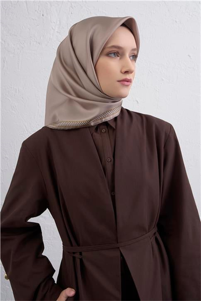 Armine Su Yolu Desenli Saf İpek Twill Eşarp 9444D 36