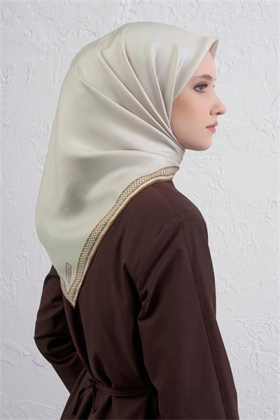 Armine Su Yolu Desenli Saf İpek Twill Eşarp 9444D 02