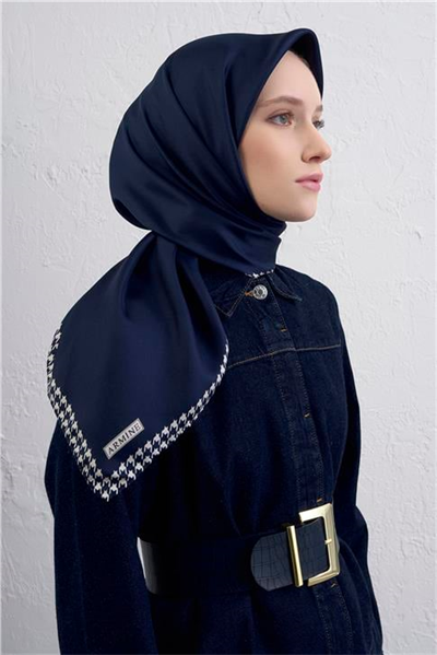 Armine Su Yolu Desenli Saf İpek Twill Eşarp 9443D 06