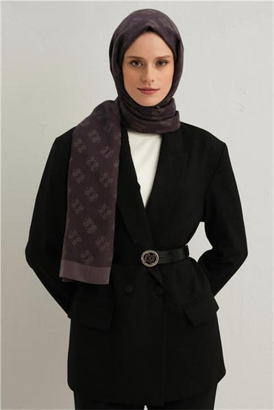 Armine Tencel İpek Minimal Monogram Desen Şal 02