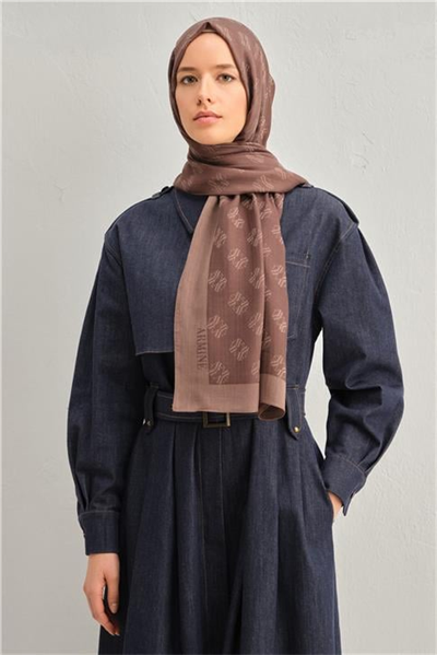 Armine Tencel İpek Minimal Monogram Desen Şal 32105