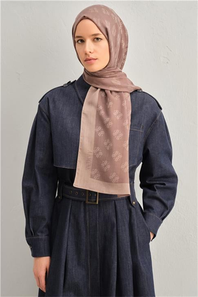 Armine Tencel İpek Minimal Monogram Desen Şal 32104
