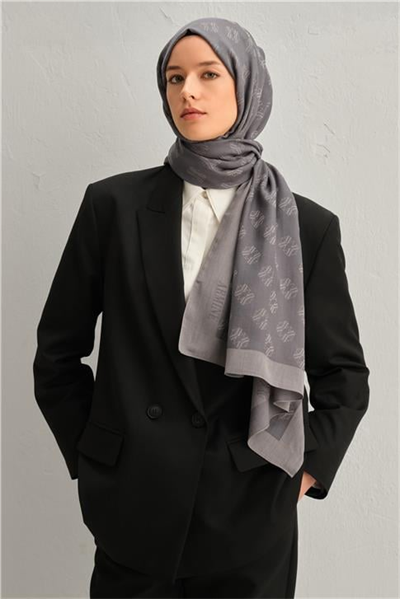 Armine Tencel İpek Minimal Monogram Desen Şal 3296