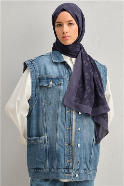 Armine Tencel İpek Minimal Monogram Desen Şal 3293