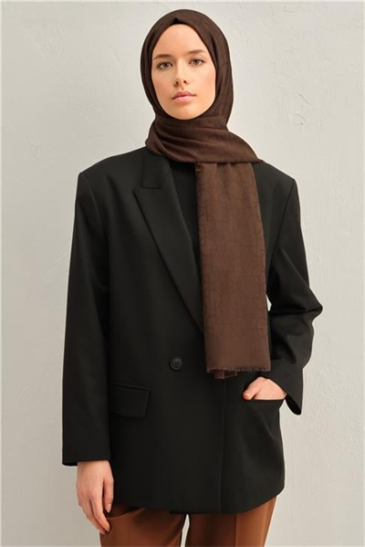 Armine Tencel Yün Geometrik Desen Şal 06